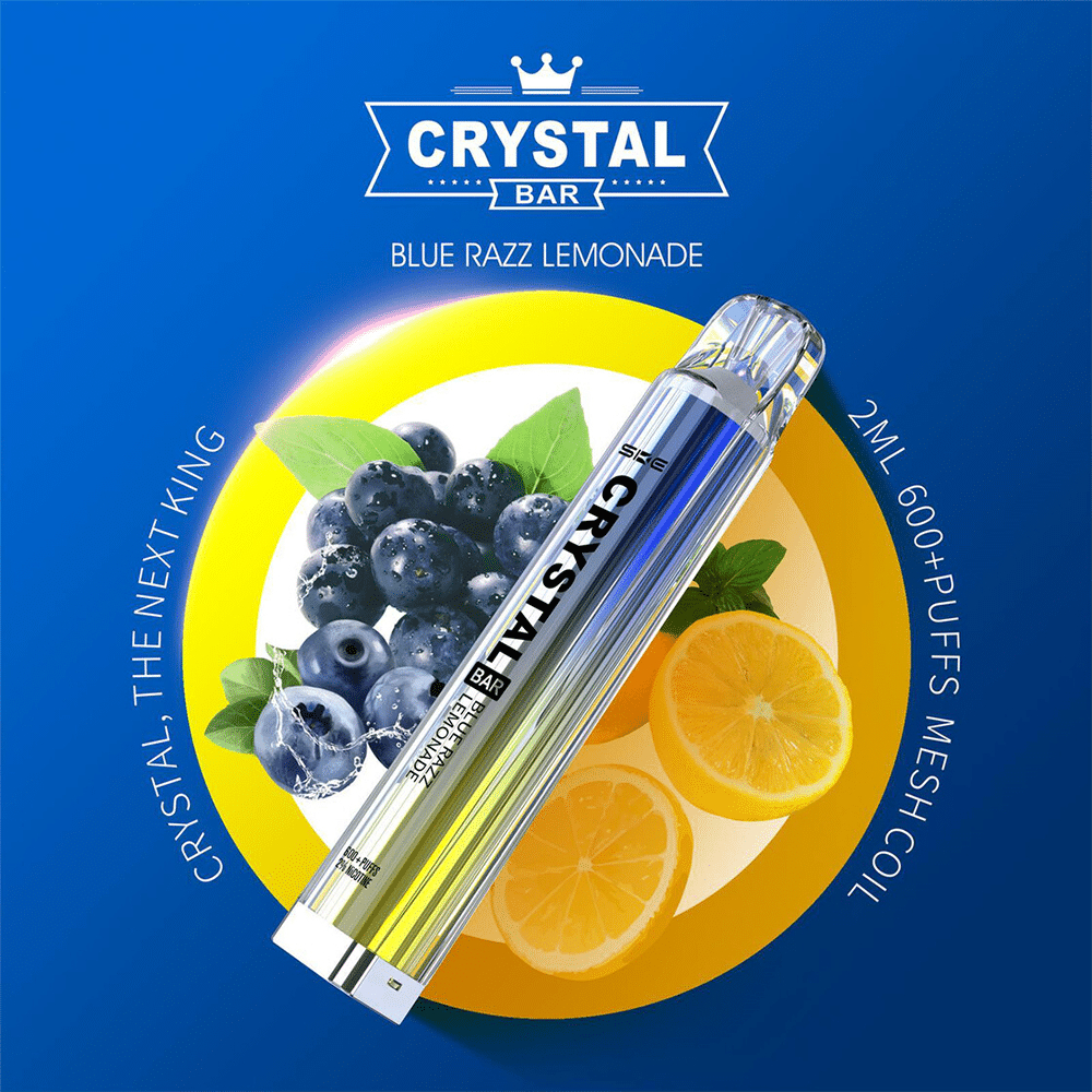 Crystal Bar - Vape Einweg E-Zigarette Blue Razz Lemonade 2% Nikotin 600 Züge