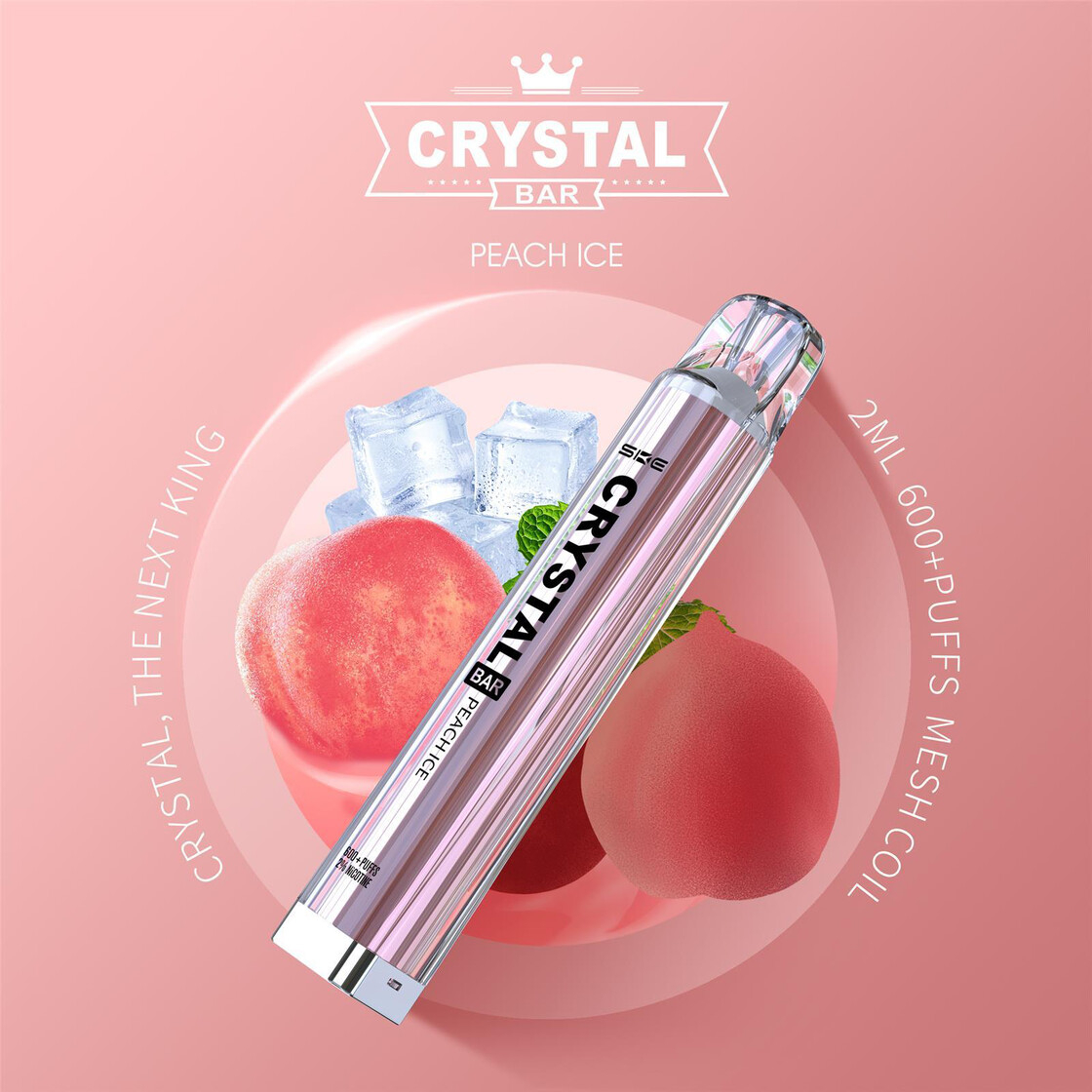 Crystal Bar - Vape Einweg E-Zigarette Peach Ice 2% Nikotin 600 Züge