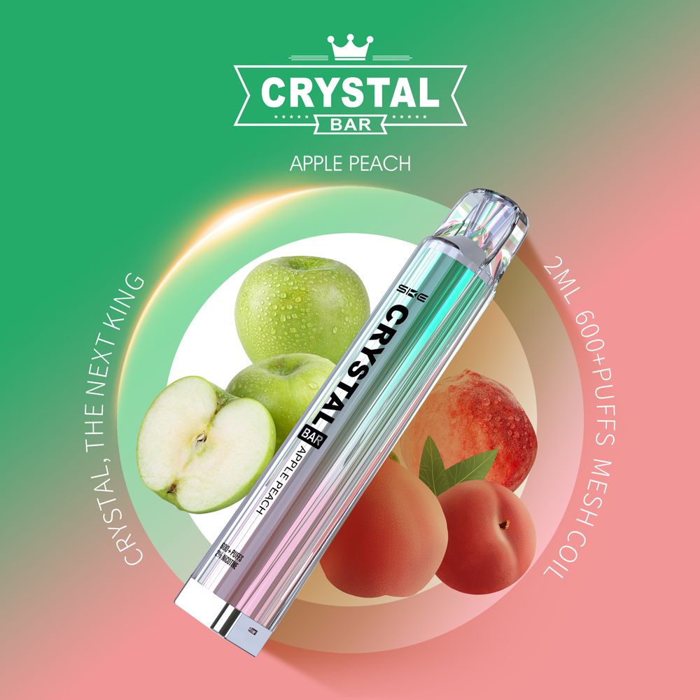 Crystal Bar - Vape Einweg E-Zigarette Apple Peach 2% Nikotin 600 Züge