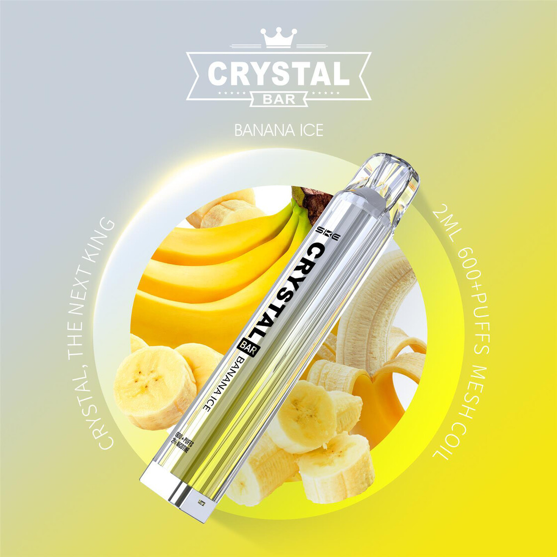 Crystal Bar - Vape Einweg E-Zigarette Banana Ice 2% Nikotin 600 Züge