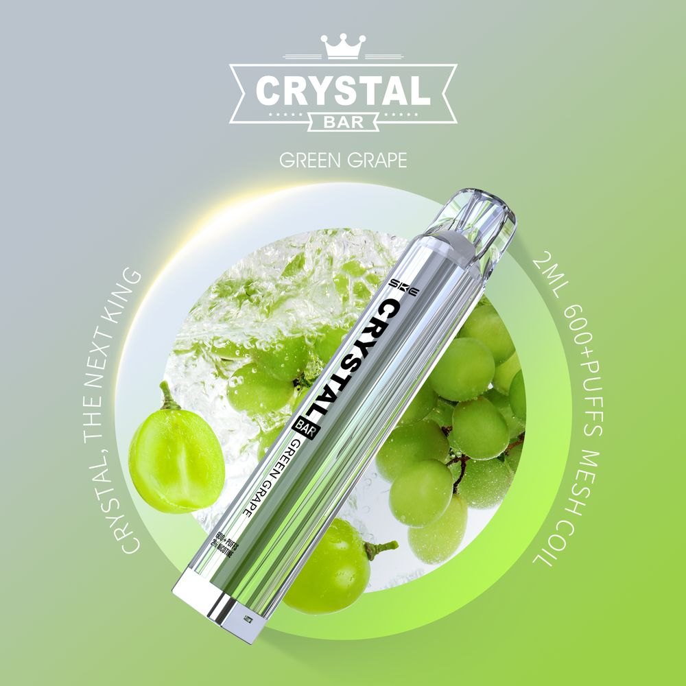 Crystal Bar - Vape Einweg E-Zigarette Green Grape 2% Nikotin 600 Züge