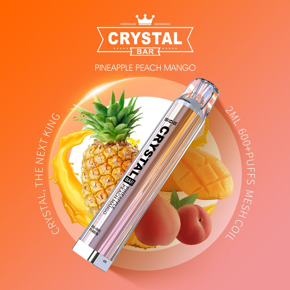 Crystal Bar - Vape Einweg E-Zigarette Pineapple Peach Mango 2% Nikotin 600 Züge